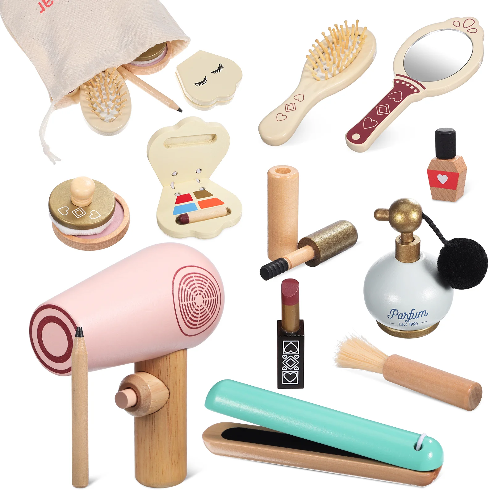 Ensemble de maquillage en bois pour enfants, kit pour enfants, salon de simulation, jouets pour filles, petit jeu pour tout-petits