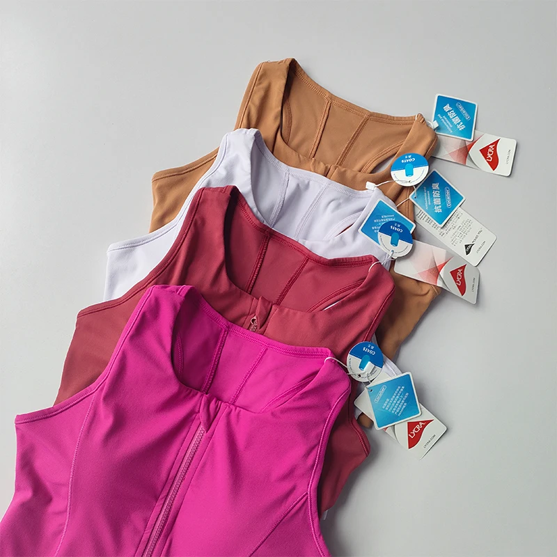 Einteiliger Sport-BH mit Frontreißverschluss, Crop-Top für Damen, stoßfest, schnelltrocknend, hochfeste Weste, Fitness-Yoga-BH – Detail 9