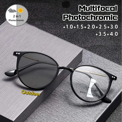 Gafas de lectura multifocales fotocromáticas ovaladas clásicas, ultraligeras, cómodas, avanzadas, para mujeres y hombres de 0 a +4,0