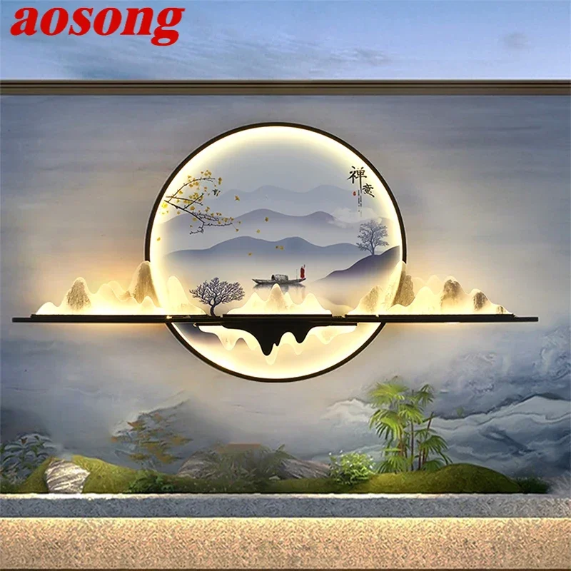 

AOSONG Outdoor Mural Lamp LED 1 Meter Diameter Circular Landscape Waterproof Mural Villa Courtyard Garden Decoration Painting