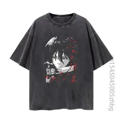 Mikasa ackerman  Anime Woman Shirt Streetwear Harajuku Vintage Distressed Tshirt Manga Graphic T Shirt Men Tops Tees