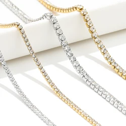 1Meter Stainless Steel Plated Gold White Zircon Link Chains for DIY Jewelry Findings Necklaces Making Accessories Wholesale