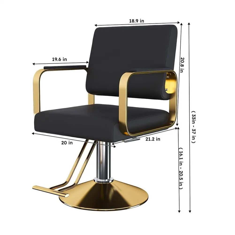 Hydraulic Barber Chair 360° Swivel 330 Lbs Black PU Leather, Customized