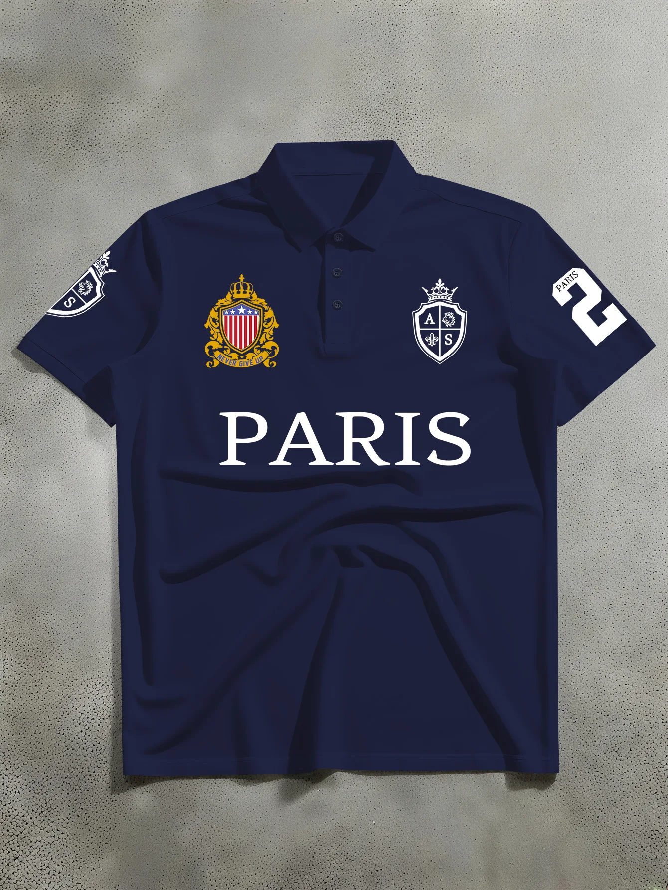 Men's Streetwear Polo Shirt Paris Crest Graphic Print Turn Down Collar Short Sleeve Polyester Tops with Number S-XXL - view 3