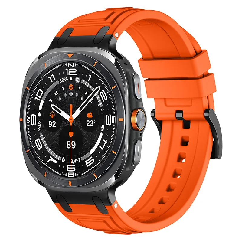 Soft Silicone Loop Strap for Samsung Galaxy Watch Ultra 47mm Men Sports Band for Galaxy 47mm Ultra NO Gaps Curved End Bracelet