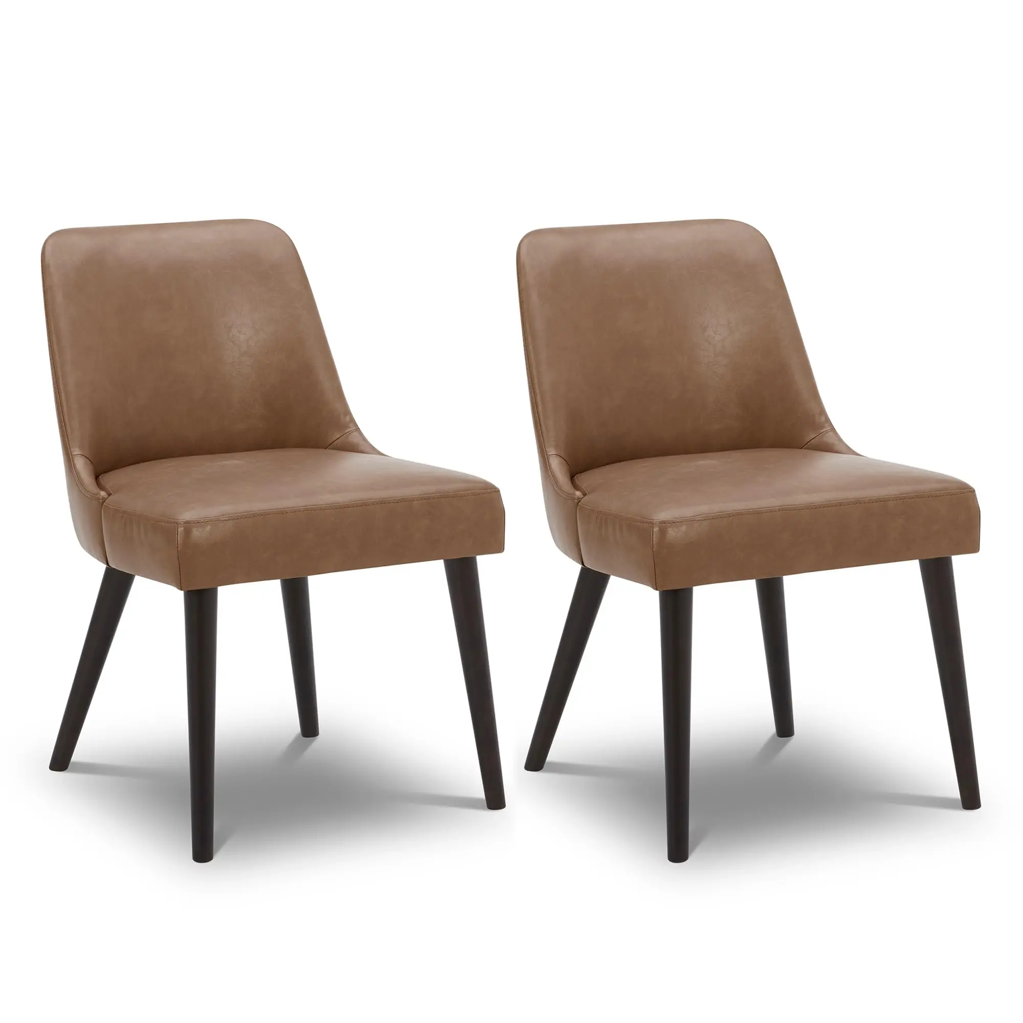 Mid-Century Modern Dining Chair, Set of 2,Performance Fabric in Linen | Upholstered Dining Chairs for Dining Room