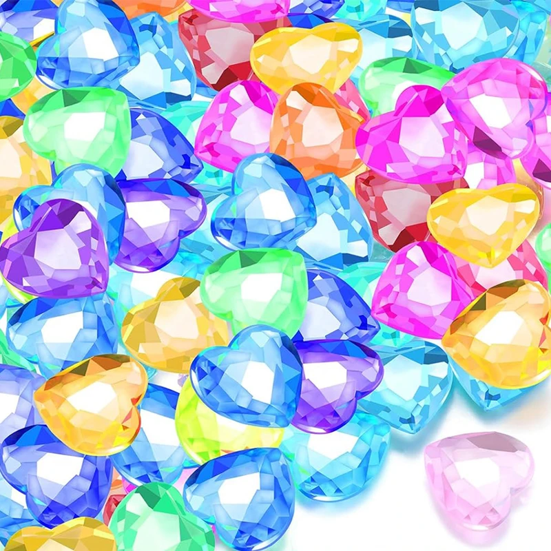 30PCS 25MM Heart Shaped Acrylic Diamond Gems Pirate Treasure Party Favors Goodie Bags For Kids Birthday Small Presents