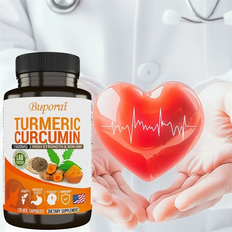 

Turmeric Curcumin 1500MG - Promotes Heart Health, Boosts Natural Energy, Supports Immune System and Focus, Non-GMO