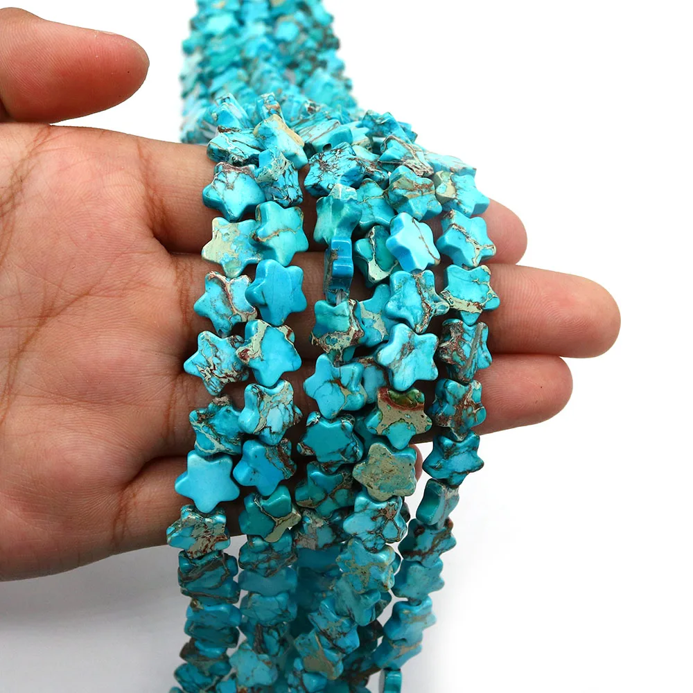 

10x10mm Star-shaped Imperial Stone Bead Polished Synthetic Turquoise Straight-hole Loose Bead DIY Necklace Bracelet Accessory