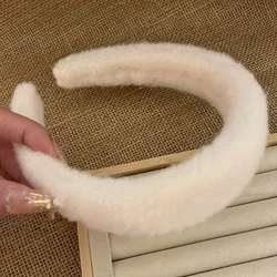 Diadema peluda suave y esponjosa para mujer y niña, diadema Coreana de pelo grueso de felpa, diadema de piel sintética de cabeza ancha, accesorios para el cabello, 1/2 piezas