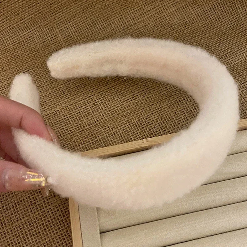 1/2pcs Soft Fluffy Furry Headband Women Sweet Girls Korean Thick Plush Hair Hoop Faux Fur Wide Head Hoop Hairbands Accessories