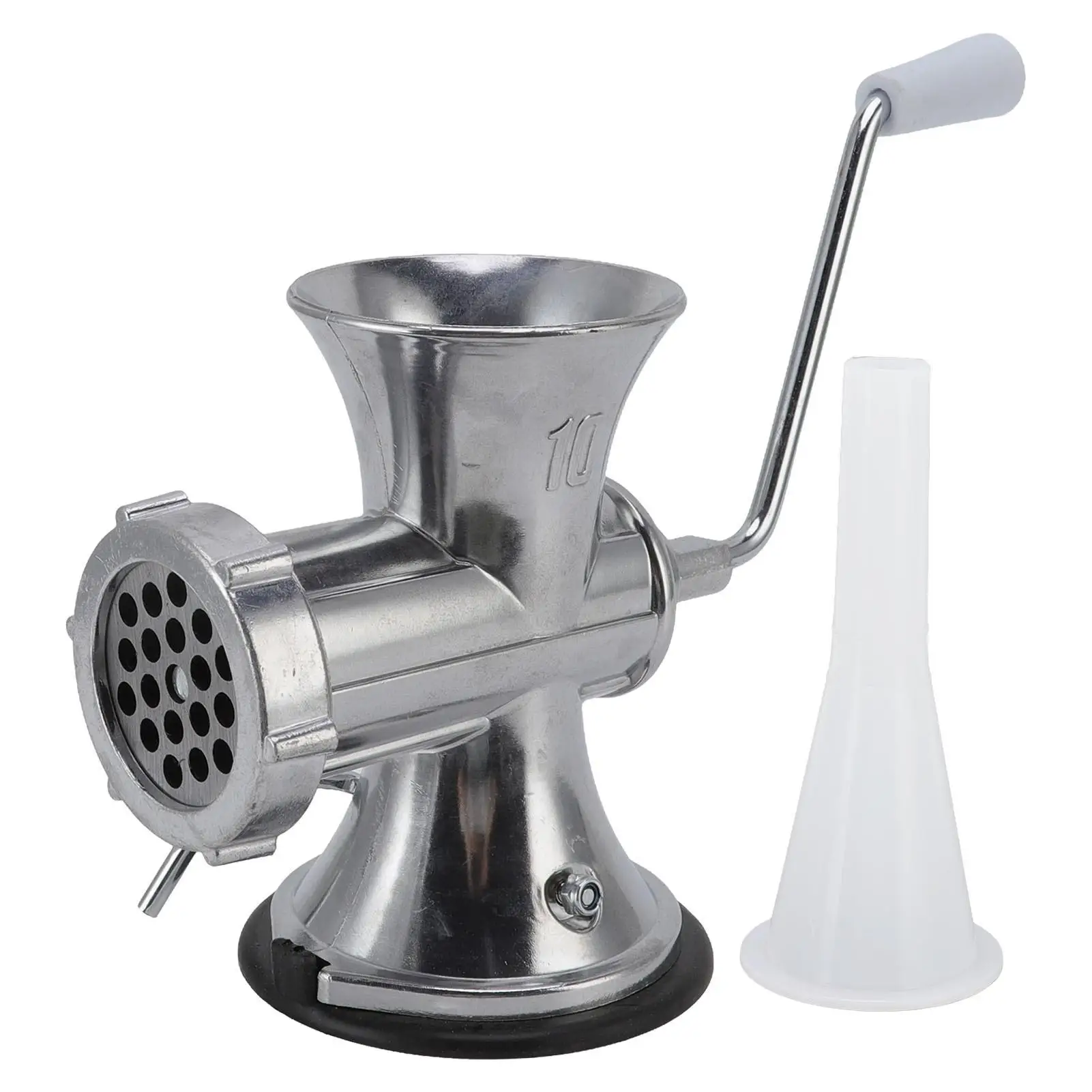 

Silver Manual Meat Grinder with Suction Cup Heavy Duty Aluminum Alloy Sausage Maker for home Kitchen Use