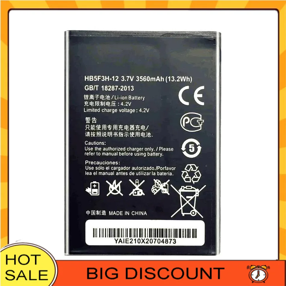 

Аккумулятор мобильного телефона 3560 мАч для Huawei Ascend E5372T E5775 4G Lte Fdd Cat 4, Wi-Fi-маршрутизатор HB5F3H HB5F3H-12, высокая производительность