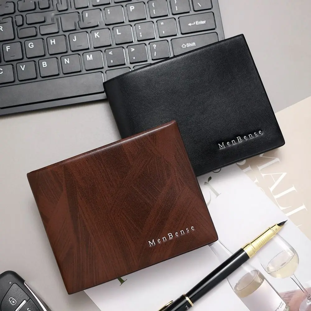 

Fashion PU Leather Men's Wallet Three -fold Zipper Short Wallet Card Holder Men