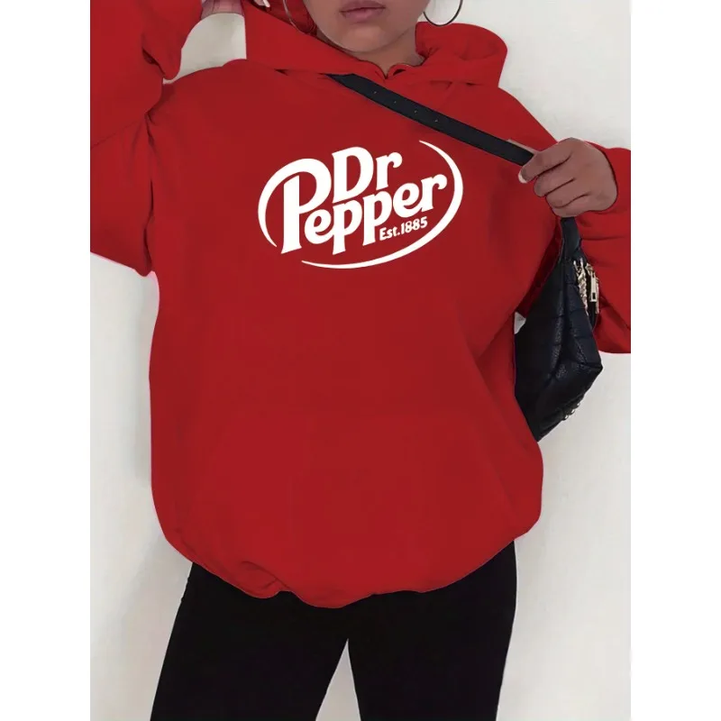 Dr Pepper Hoodie Women's Autumn/Winter Couple Aesthetic Clothing Women's Sportswear Pattern Fleece Hoodie Harajuku Fashion