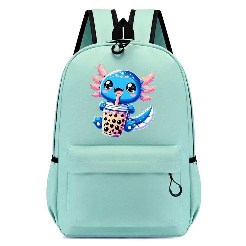 Boba Axolotl-mochila de té de burbujas para niños y niñas, morral escolar impermeable y ligero, mochila de día