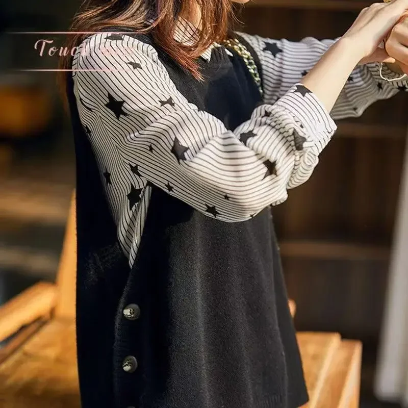 Spring Autumn Women\'s Solid Button V-Neck Sleeveless Casual Fashion Office Lady Elegant Tops Sweater Knitted Cardigan Vest Coats