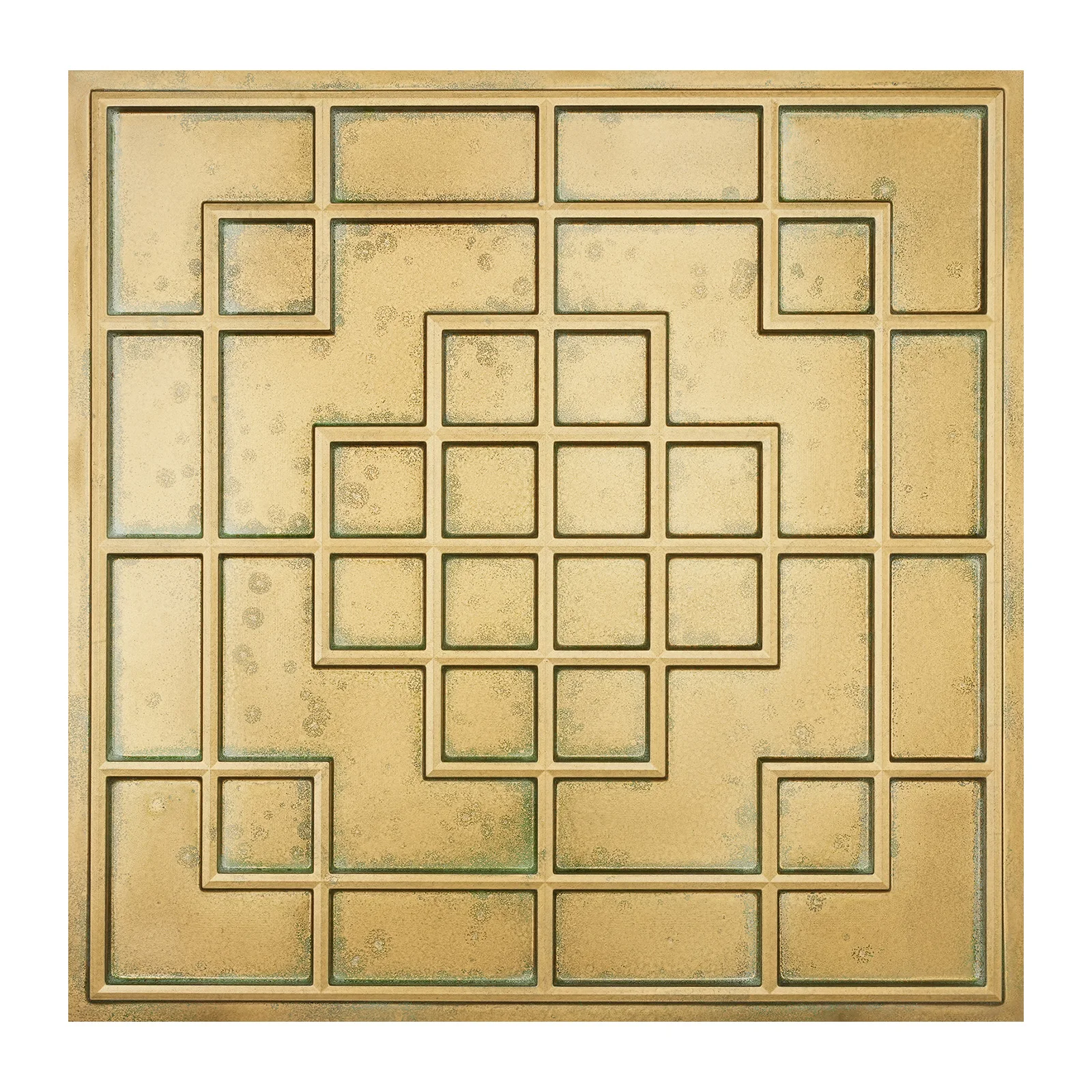 Chalk painted ceiling tiles Embossed wall panels for Flower Boutique PL81 Brass verdigris 10pcs