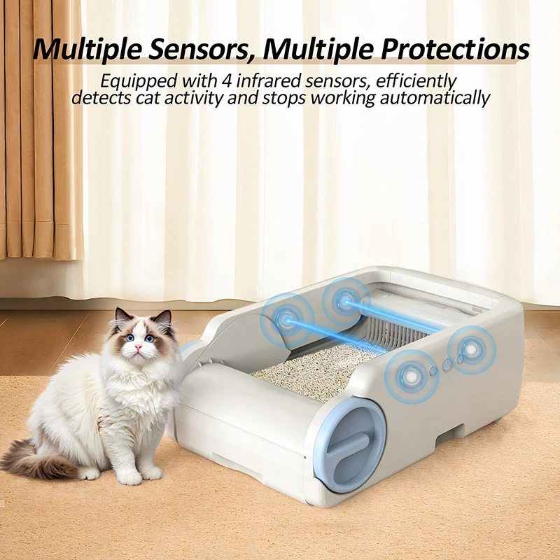 NewUpgraded Open-Top Design Self Cleaning Easy Clean Litter Box Cat Toilet Wifi Automatic App Control Odor Control Large