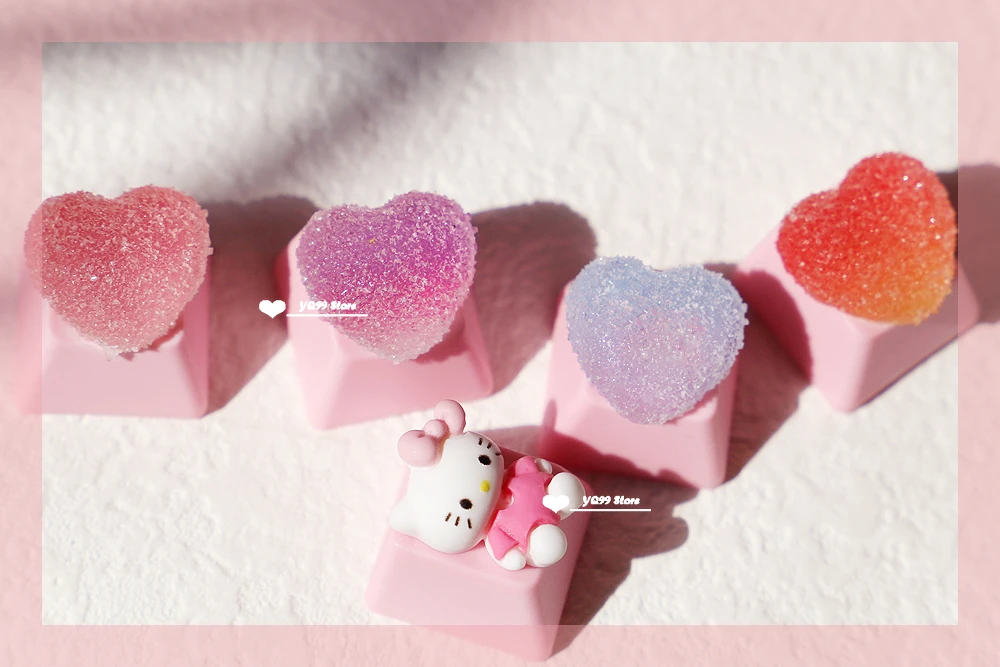 لطيف شفافة الوردي أسود أبيض أجنحة كيكابس ل الكرز Mx التبديل اليدوية لوحة المفاتيح الميكانيكية R4 مفتاح مخصص القط Diy Keycap #2