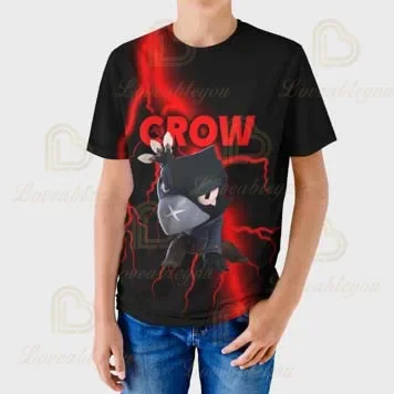 Camiseta para niños, juego para niños, camiseta 3d de Anime Sandy Crow, camisetas Harajuku de verano para niños y niñas, camisetas geniales de manga