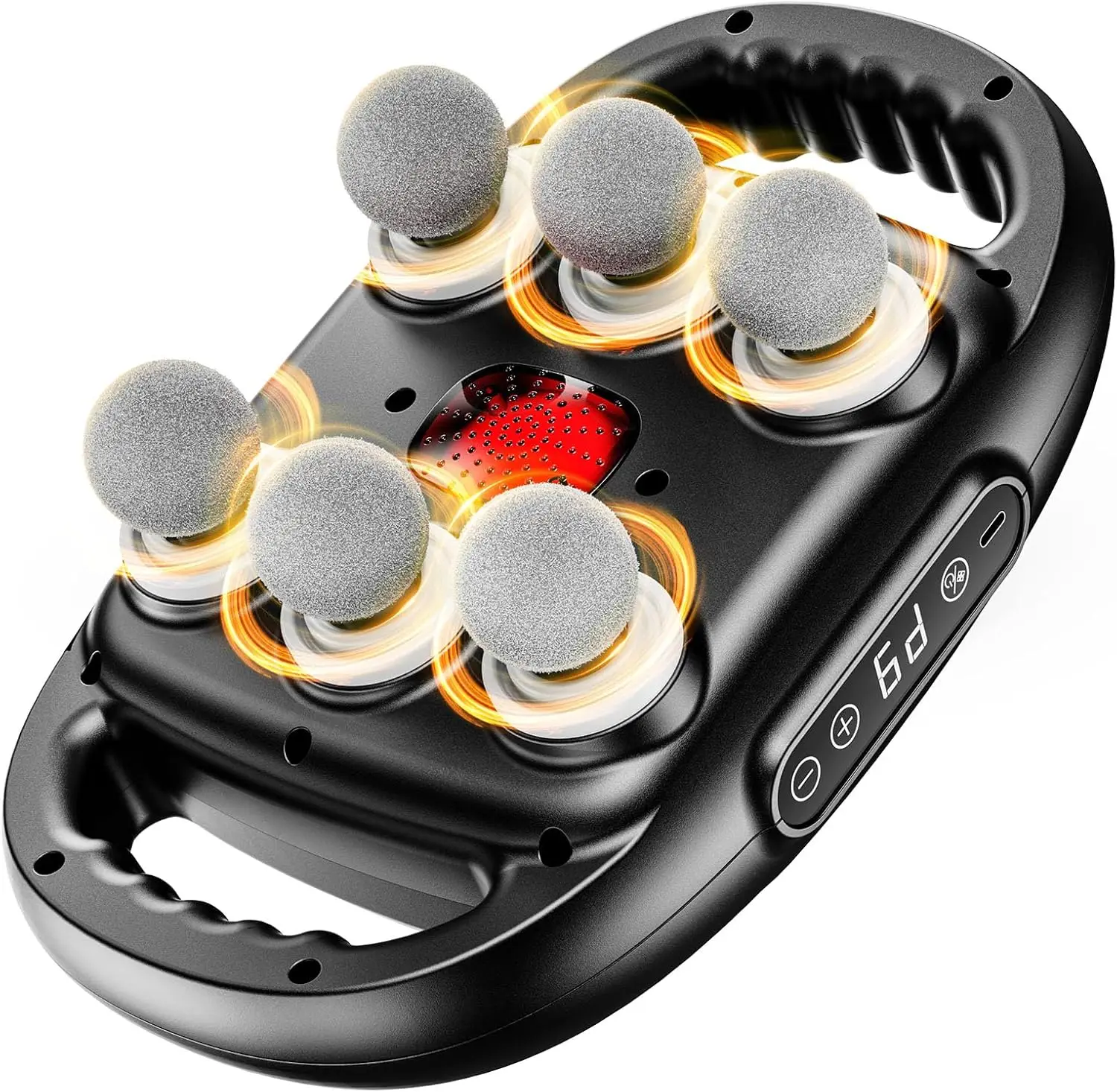 

Массажный пистолет с 6 насадками, 9 режимами интенсивности и функциями, перкуссионный массажер для спины/плеч/ног/рук/шеи