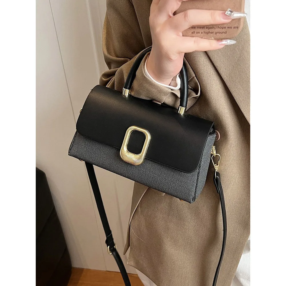 Women's Crossbody Bag Korean Simple Patchwork High-Grade Trend Single Shoulder Bags Buckle Zipper Versatile Commute Handbags