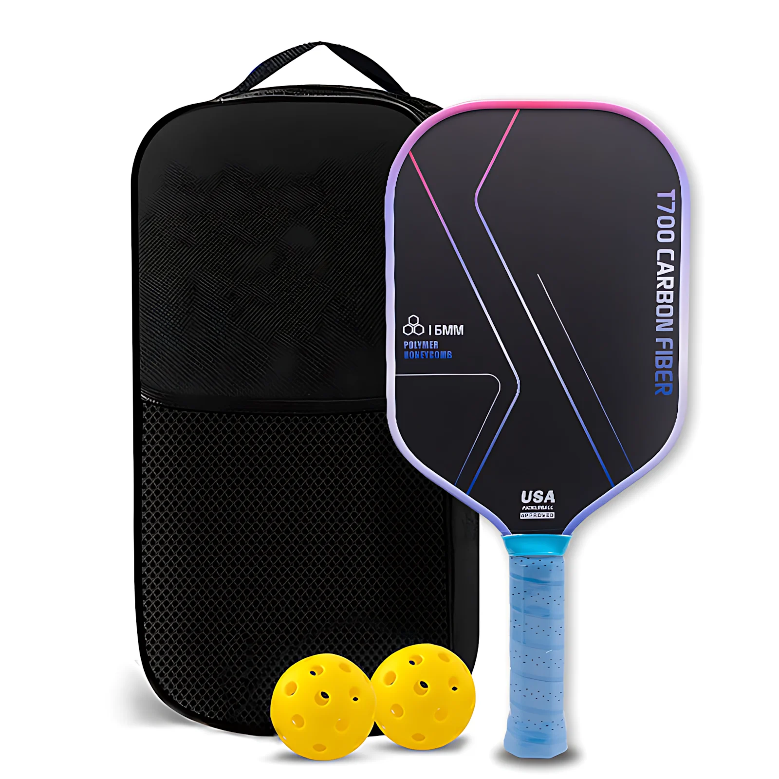 

Ракетка для пиклбола, ракетка для пиклбола с поверхностью из углеродного волокна T700, сотовый сердечник 16 мм, предназначенная для максимального вращения и консистенции