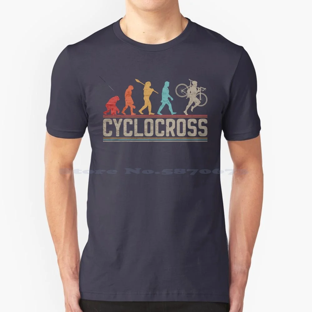 Cyclocross Bicycle Evolution Of Of Man Ride Gravel T Shirt 100% Cotton Tee Evolution Of Cyclocross Cyclocross Evolution