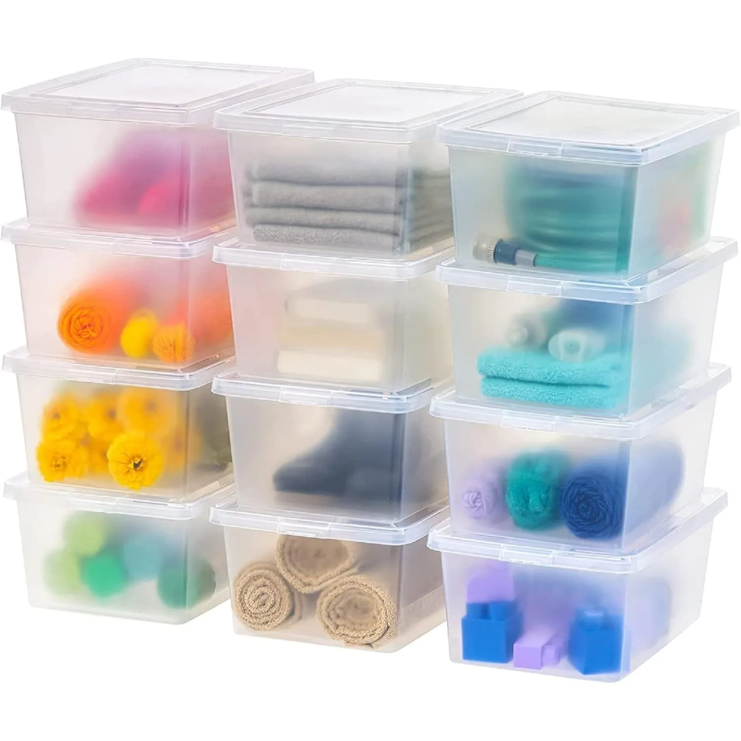 17 Qt Clear Storage Box, BPA-Free Plastic Stackable Bin with Lid, 12 Pack, Containers to Organize Shoes and Closet Shelves