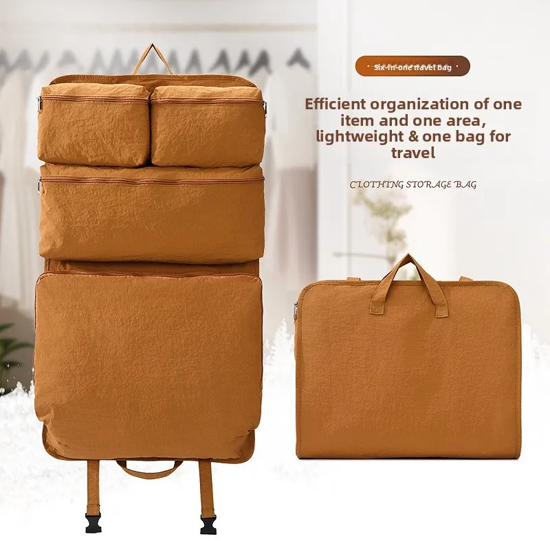 Foldable Travel Clothing Organizer, 6 in 1 Hanging Packing Bag for Suitcase and Wardrobe, Large Capacity 20 to 35L Oxford