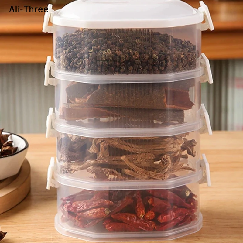 Caja de Almacenamiento de Especias para Cocina, Contenedor Multicapa para Cebolla, Jengibre y Ajo, Hermético y a Prueba de Humedad, para el Hogar