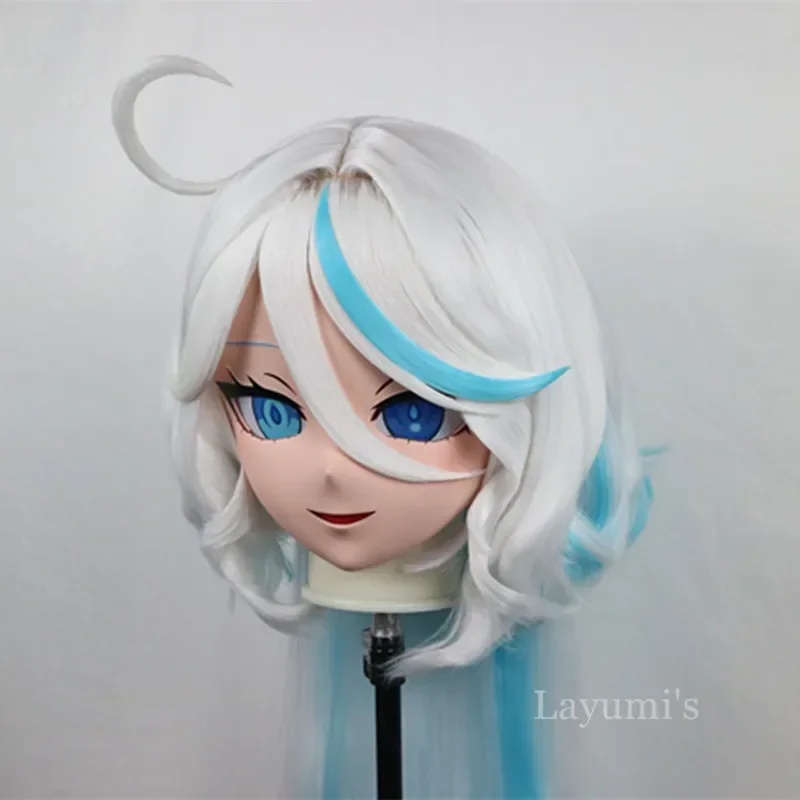 (B27) Handmade Custom Full Head Mask with Backshell Crossdressing Silicone Anime Kigurumi Genshin Impact Furina Cosplay Mask