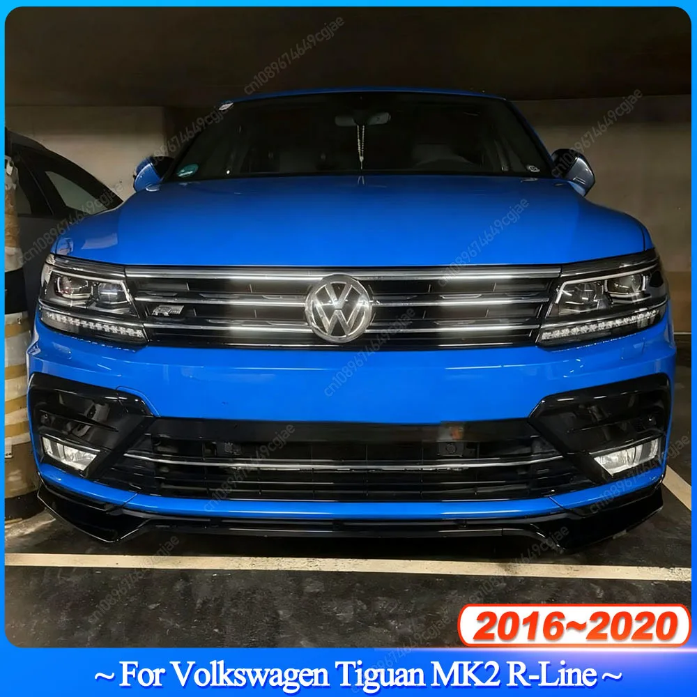 

Для Volkswagen Tiguan MK2 R-Line Pre-facelift 2016-2020 передний бампер, диффузор, спойлер, сплиттер, глянцевый черный обвес, тюнинг