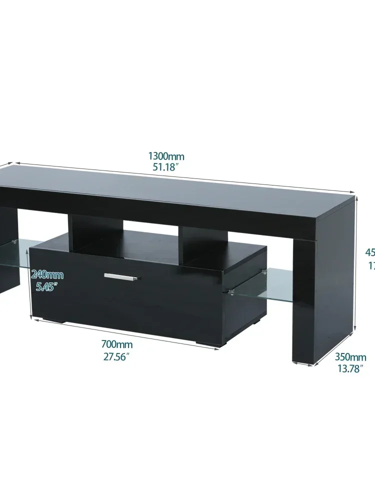 20 Minutes Quick Assemble Black/White Morden TV Stand W/LED Lights High Glossy Front TV Cabinet[US-W]