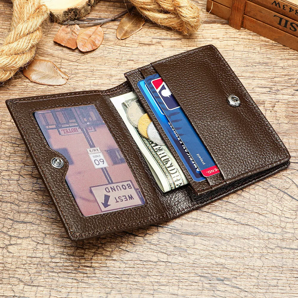 

NEW Real Leather Mens Slim ID VIP Bank Credit Card Holder Multiple Colors Rfid Cards Coins Wallet