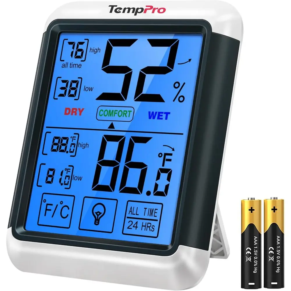 

Цифровой комнатный гигрометр-термометр ThermoPro TP55, 4-дюймовый монитор температуры и влажности с сенсорным экраном и подсветкой, для помещений