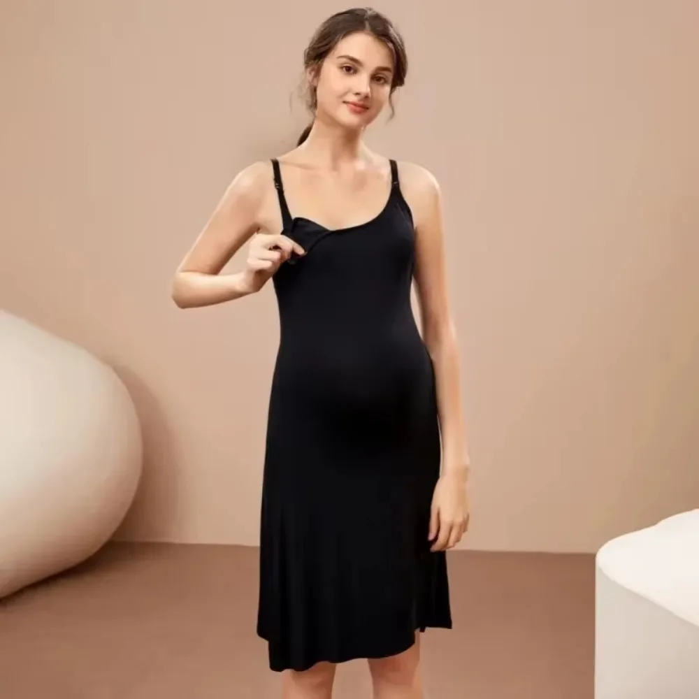 Pregnant Women Breastfeeding Suspender Long Skirt At Home Pregnant Women Breastfeeding Bottoming Large Size Maternity Skirt