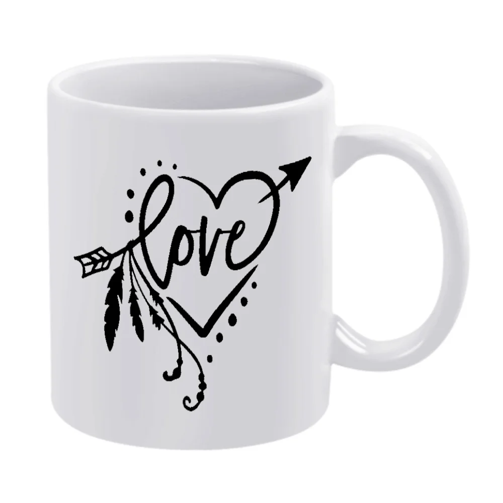 1 taza de café de cerámica de 11 oz con diseño de flecha y amor para restaurante y negocios, perfecta para todas las estaciones, regalo ideal