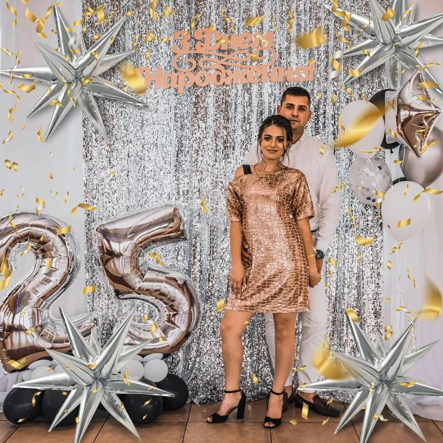 60 pçs balões de estrela de prata decorações de aniversário explosão balões mylar 12 balão de pico grande folha balão de baile para casamento a