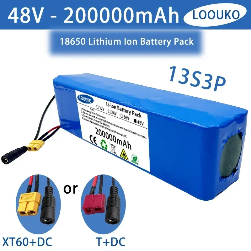 48V 200000mAh 20000W 13S3P XT60 48V Lithium Ion Battery Pack 200Ah for 54.6v E-bike Electric Bicycle Scooter with BMS charger