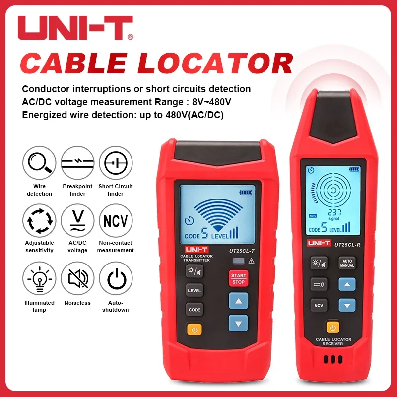 UNI-T Cable Locator UT25CL NCV Non-contact Electrical Wire Tracker Hidden Lines Finder