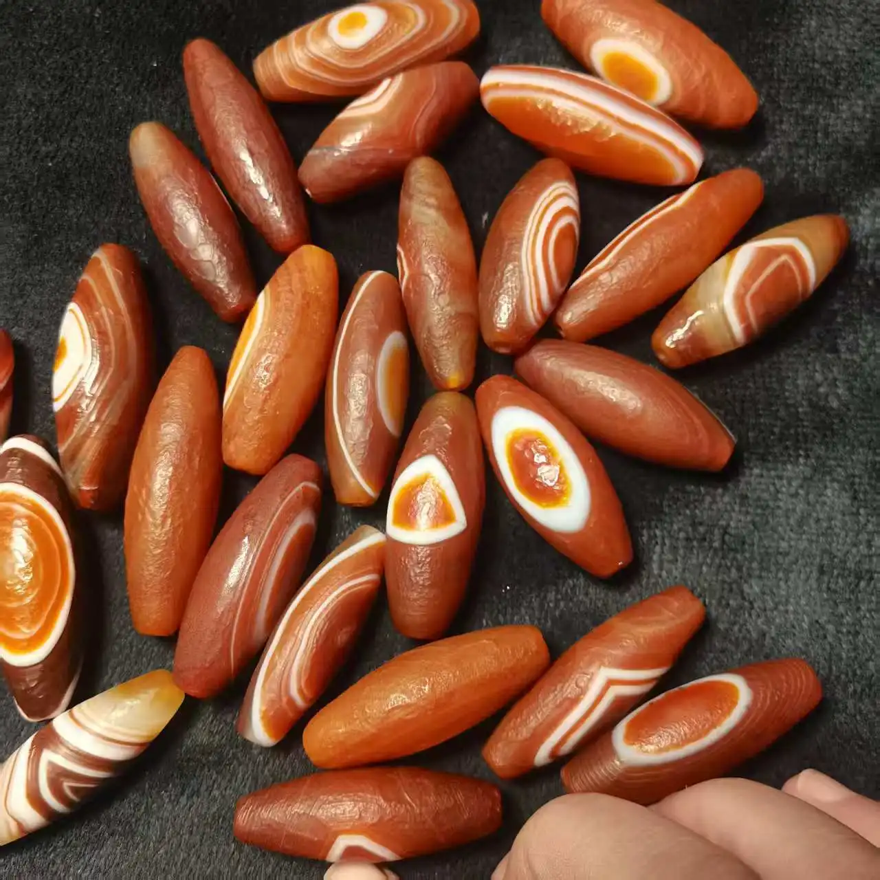 10pcs/lot Red Agate Natural Eye Beads with Wrapped Ribbons Amulet DIY Beads Men\'s&Women\'s  Bracelets Pendants Necklaces