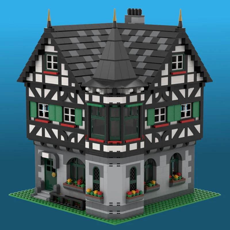 2462 Uds. Vista de la calle Medieval europea MOC modelo de casa domillada modular DIY ideas creativas juguete para niños regalo de cumpleaños bloques de construcción