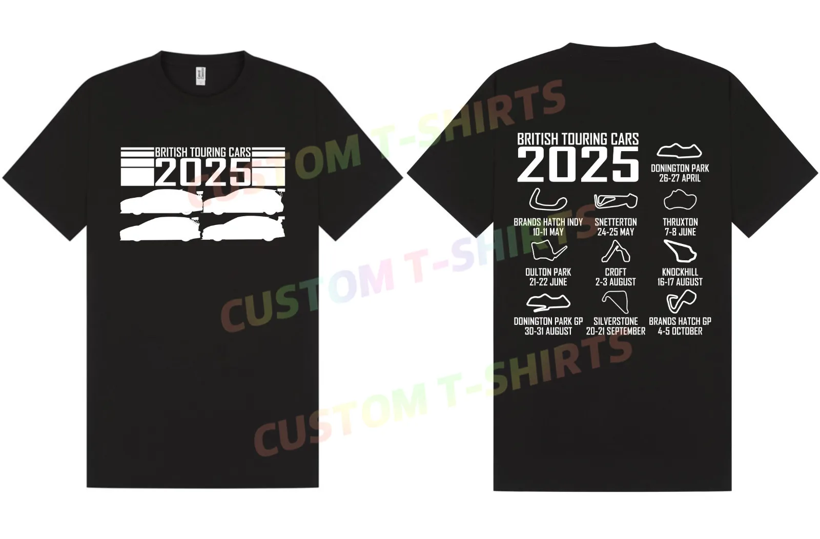 

2025 BTCC British Touring Car Calander T-shirt Graphic Summer Short Sleeves 100% Cotton S-3XL