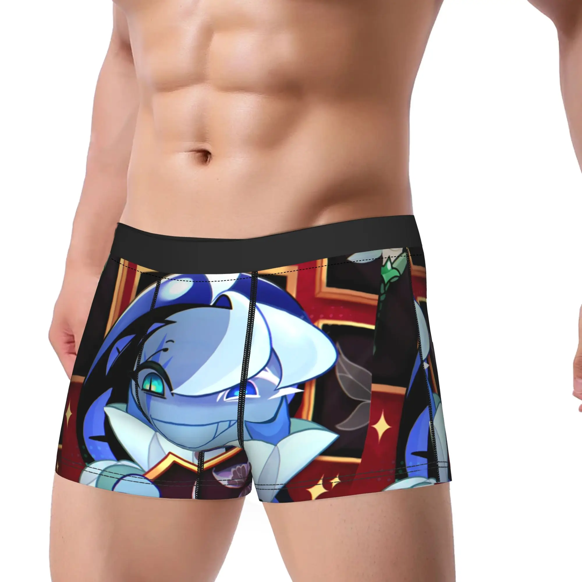 Men Shadow Milk Cookie Run Kingdom Underwear Cartoon Anime Printed Boxer Briefs Shorts Panties Homme Soft Underpants Plus Size