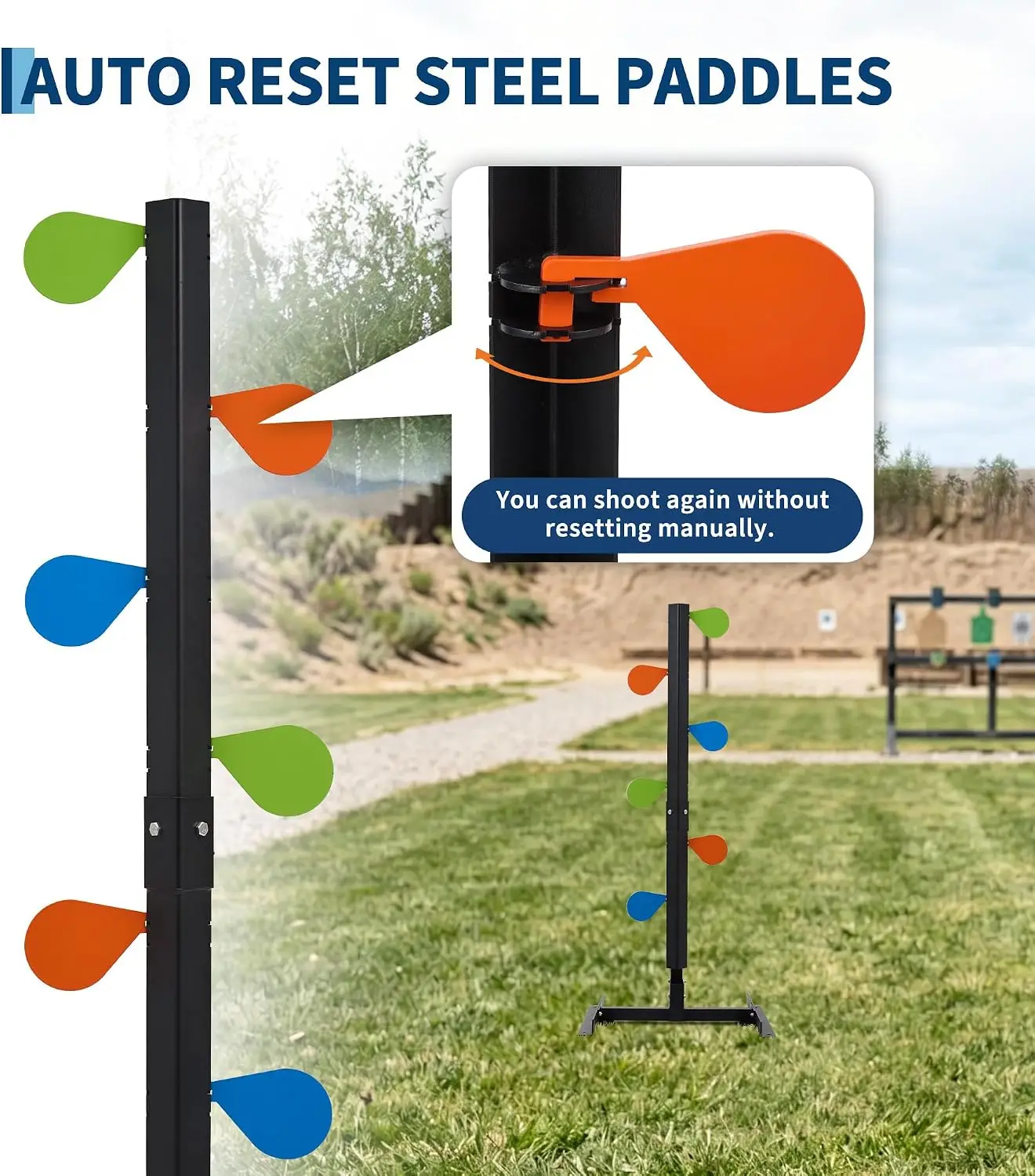 1PC AR500 Dueling Tree Target Kit 6 Steel Paddles 4 Inch Target Plate Air Gun Fighting Tree Targets for Air Soft Target BB's Target