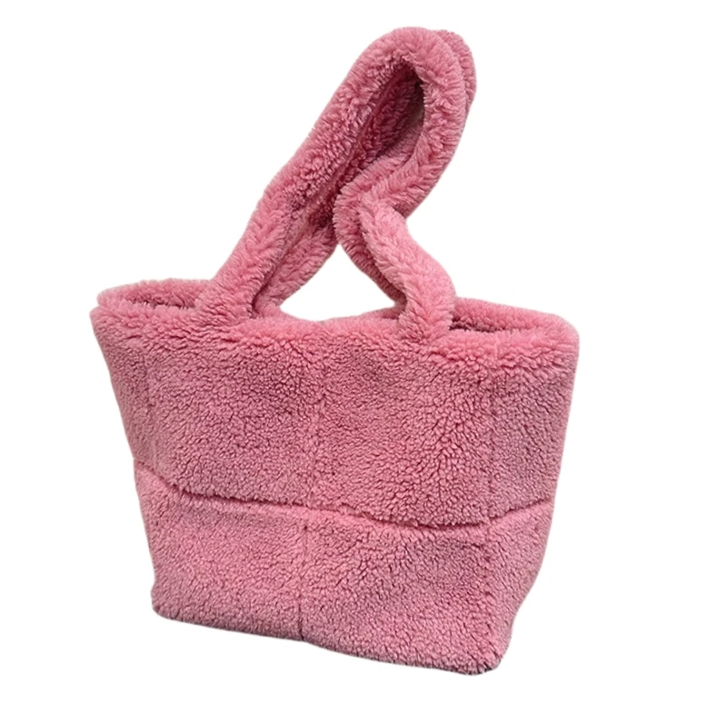

Зимняя женская пушистая сумка на плечо из искусственного меха, модная большая вместительная плюшевая сумка-шопер, однотонная квадратная сумка для подмышек
