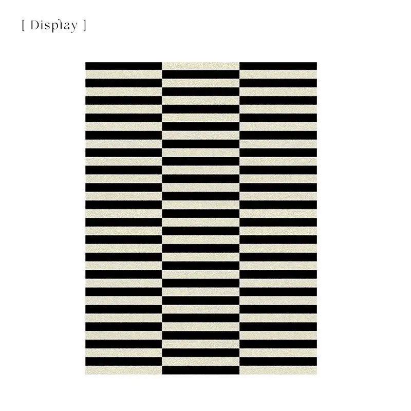 French Retro Carpet for Living Room, Black checkered, Light Luxury, High-end Home Sofa, Coffee Table Blanket, Bedroom Door Mat