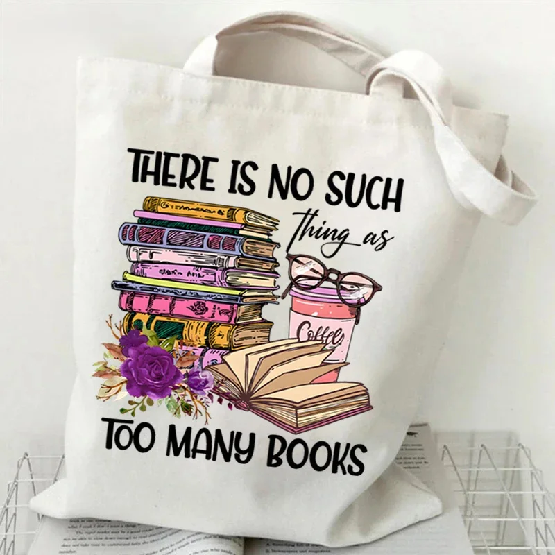 Just A Girl Who Loves Books Canvas Tote Bag Women Reusable Shopper Bag Vintage Rose Books Fashion Read Lover Shoulder Handbags